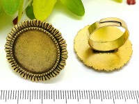 Основа (заготовка) для кольца 145 17мм с круглым сеттингом 20мм античное золото (литьё и Iron)