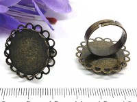 Основа (заготовка) для кольца 147 ажурная 17мм с круглым сеттингом 20мм античная бронза (Brass)