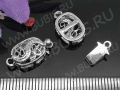 Замочек-застёжка №43 Овал ажурный на 1 нить 17*8,5*4мм цвет платины (Brass)
