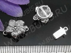 Замочек-застёжка №44 Цветочек на 1 нить 15*11,5*6мм цвет платины (Brass)