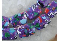 Бусина каменная Прямоугольник 01 18,5*13,5*5мм Турквенит фиолетовый с мультиколором (камни)