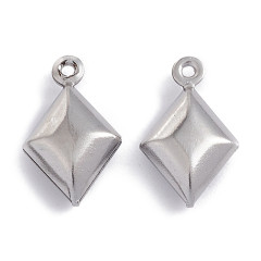 Подвеска Ромб 05 Бубны стальная 15,5*9,5*4,5мм цвет платины (Хирургическая сталь)