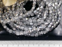 (ОПТ) Бусина кристалл гранёный Бочонок 03 4*3,5*3,5мм прозрачно-серебристый непрозрачный (имитация Сваровски) (НИТЬ)