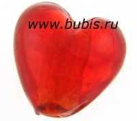 128 Бусина Сердце с серебром 12*12*8мм цвет 04 красный (венецианское стекло)