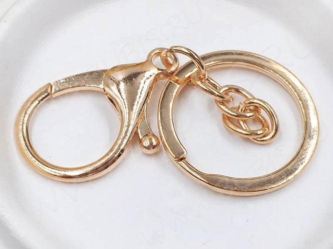 Карабин для брелка 30 с карабином и кольцом 68мм розовое золото (сплав и Iron)