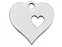 Подвеска Жетон 25 Сердечко с сердечком внутри 13*13*0,8мм цвет платины (Хирургическая сталь)