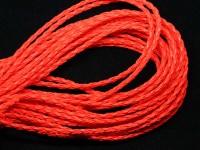 Шнур кожаный 05 кожзам плетёный круглый 3мм рыжий НЕОН (1м)