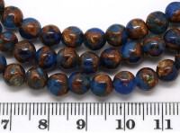 Бусина округлая 6мм Мозаика Халцедон с пиритом сине-золотистая (камни)