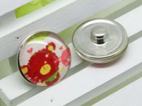 Кнопка для браслета Нуса (Noosa) 030 18мм Мишка кавайный (стекло и латунь)