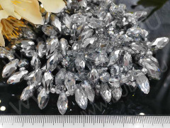 (СКИДКИ!!!) Подвеска Капля гранёная 12*6*5,5мм Хрусталь прозрачно-серебристый непрозрачный (имитация Сваровски) (10шт.)