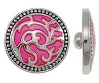 Кнопка для браслета Нуса (Noosa) 067 Волны 20мм яр.розовая (литьё и эмаль)