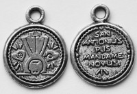 Подвеска Монета 07 двусторонняя с рисунками 20*16*1,5мм античное серебро УЗОР 05 (литьё)