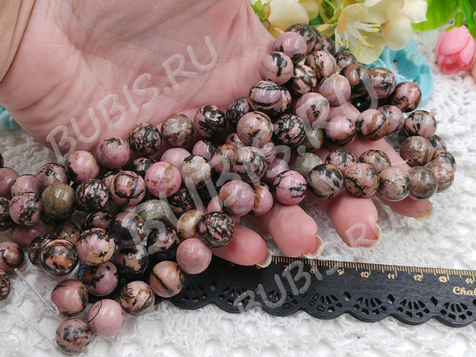 Бусина округлая 12мм Родонит (камни)