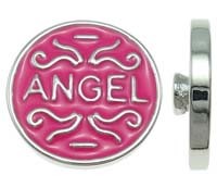 Кнопка для браслета Нуса (Noosa) 068 ANGEL 20мм яр.розовая (литьё и эмаль)