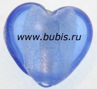 128 Бусина Сердце с серебром 12*12*8мм цвет 08 св.синий (венецианское стекло)