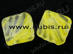 (СКИДКИ!!!) Подвеска стеклянная Раковина 17,5*17*4мм прозрачно-жёлтая полупрозрачная (стекло) (10шт.)