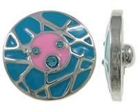 Кнопка для браслета Нуса (Noosa) 069 20мм розово-голубая (литьё, эмаль и стразы)