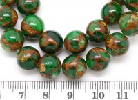 Бусина округлая 10мм Мозаика Халцедон с пиритом зелёно-золотистая (камни)