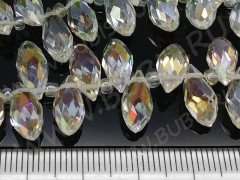 Подвеска Капля гранёная 12*6*5,5мм Хрусталь чистый прозрачный с АВ (имитация Сваровски)