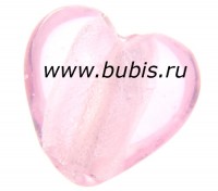 128 Бусина Сердце с серебром 12*12*8мм цвет 05 бл.розовый (венецианское стекло)