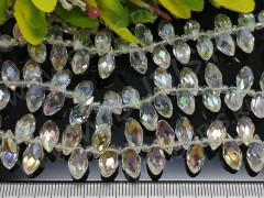 (СКИДКИ!!!) Подвеска Капля гранёная 12*6*5,5мм Хрусталь чистый прозрачный с АВ (имитация Сваровски) (10шт.)