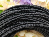 Шнур кожаный 55 натуральный плетёный круглый 3мм чёрный (1м)