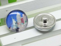 Кнопка для браслета Нуса (Noosa) 036 18мм Нью-Йорк Статуя Свободы (стекло и латунь)