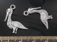 Подвеска Птичка 04 двусторонняя Пеликан 23,5*13*2,5мм античное серебро (литьё)