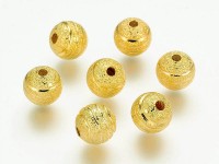 Бусина Шарик "сахарный" 03 с полосками огранкой 8мм золотистый (LUX Китай) (Brass)