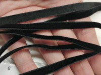 Бархатный шнур 10 плоский для чокеров 9,5*0,7мм чёрный (вельвет) (1м)