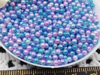 Наполнение для смолы и бутылочек 109 шарики без отверстий 3мм жемчужные сине-голубо-розовые (декор) (100шт.)