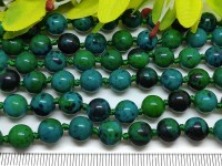 (ОПТ) Бусина округлая 8мм Хризоколла зелёно-голубая (камни) (НИТЬ)