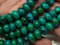 Бусина каменная Абакус 07 рондель 12*12*8мм Хризоколла зелёно-голубая (камни)