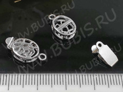 Замочек-застёжка №59 Овал ажурный на 1 нить 17*8,5*4мм цвет платины (Brass)