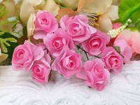 (СКИДКИ!!!) Цветок для декора 01 бумажный 70*10*10мм яр.розовый (декор) (12шт.)