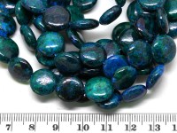(ОПТ) Бусина каменная Круг 18 12*12*4,5мм Хризоколла зелёно-голубая (камни) (НИТЬ)