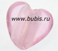 117 Бусина Сердце с серебром 15*15*9мм цвет 05 розовый (венецианское стекло)