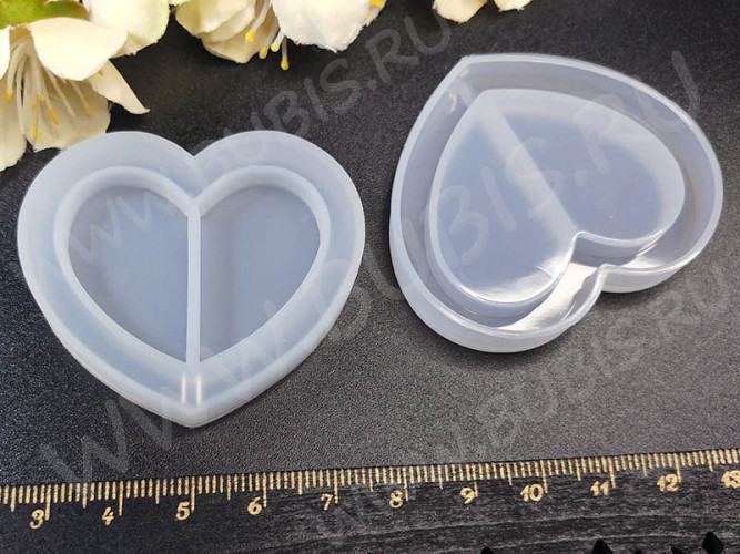 Молд 153 для эпоксидной смолы 50*45*8мм Шейкер/рамка Сердце (силикон)