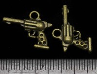 Подвеска Пистолет 04 3D Револьвер 19,5*15,5*4,2мм античная бронза (литьё)