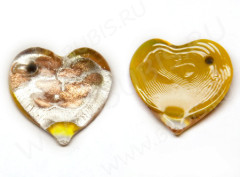 Подвеска Сердечко 02 20*18*4мм жёлто-золотисто-серебристое (венецианское стекло)