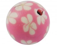 Бусина Fimo 39 округлая с рисунком 12мм розовая непрозрачная (Fimo)