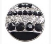 Кнопка для браслета Нуса (Noosa) 081 19мм чёрно-прозрачная (литьё, эмаль и стразы)