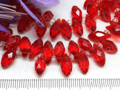(ОПТ) Подвеска Капля гранёная 12*6*5,5мм Хрусталь красный прозрачный (имитация Сваровски) (НИТЬ)