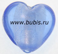 117 Бусина Сердце с серебром 15*15*9мм цвет 08 св.синий (венецианское стекло)