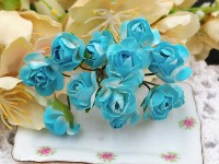 (СКИДКИ!!!) Цветок для декора 01 бумажный 70*10*10мм св.голубо-бирюзовый с белым (декор) (12шт.)