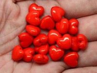 Бусина Сердечко 10 3D 10,5*10*5,5мм красное непрозрачное (акрил) (10шт.)