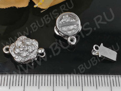 Замочек-застёжка №65 Цветочек на 1 нить 15,5*10,5*6мм цвет платины (Brass)