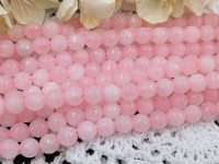 (ОПТ) Бусина округлая 8мм ГРАНЁНАЯ Розовый кварц натуральный (камни) (НИТЬ)