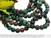 (ОПТ) Бусина округлая 6мм Хризоколла коричнево-зелёная натуральная (камни LUX) (НИТЬ)