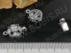 Замочек-застёжка №66 Цветочный на 1 нить 16*9,5*6мм цвет платины (Brass)